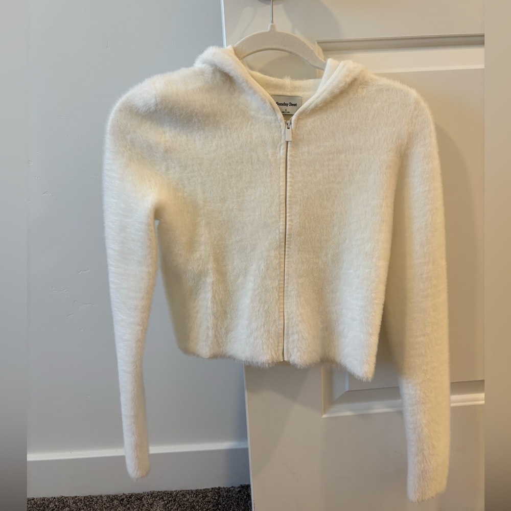 Sunday Best Cream Fuzzy Zip-Up